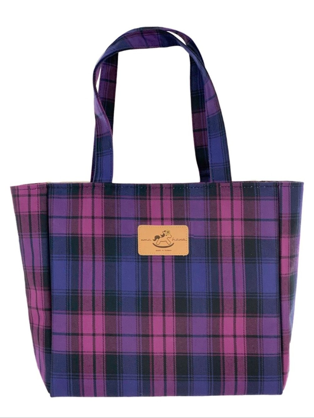Waterproof Plaid Medium Tote Shoulder Handbag